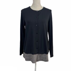 J. Jill Wearever Collection Colorblock Cardigan Women’s Size S Black Gray